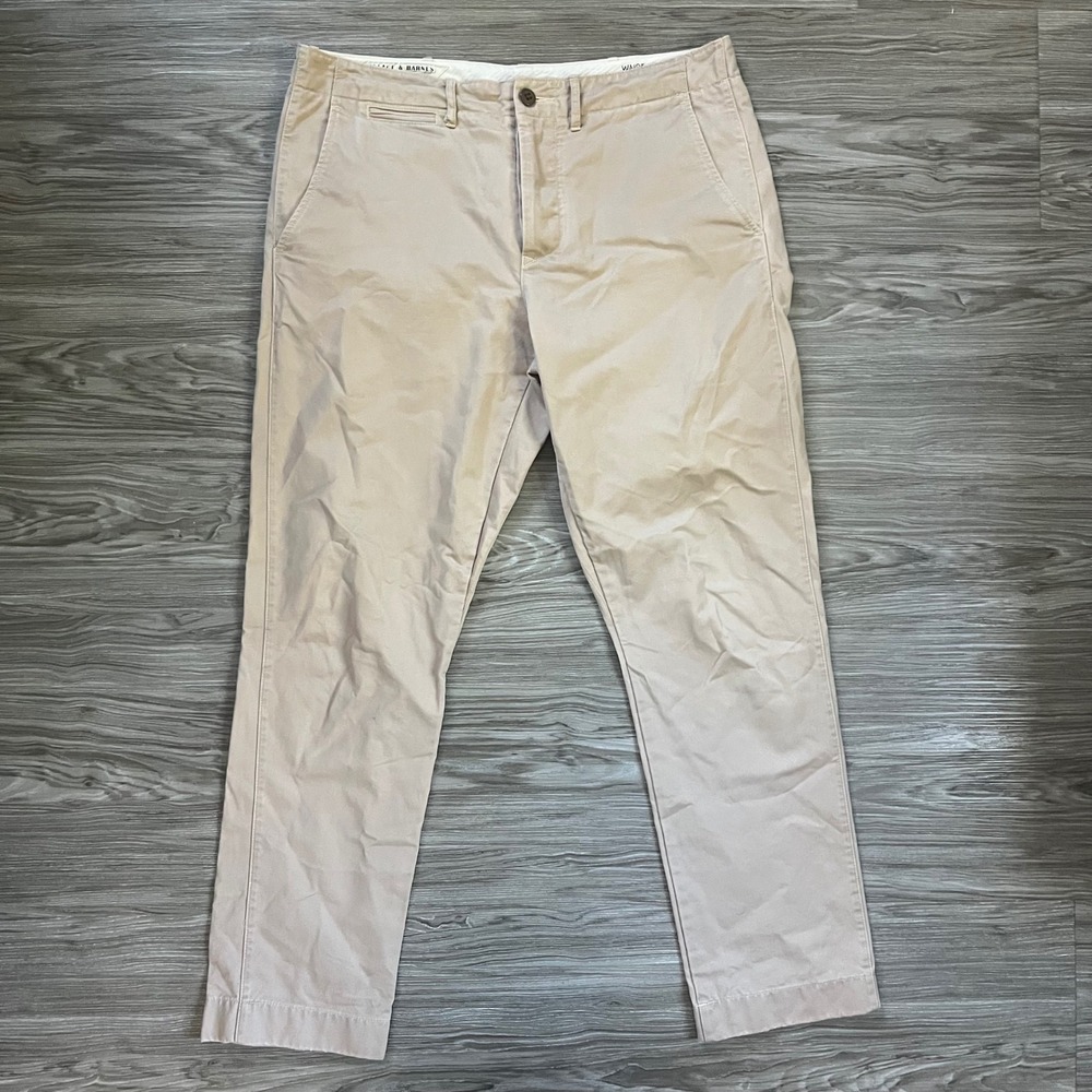 Wallace & Barnes J.Crew Officers Chino Slim Field Cotton Trousers Khaki 33x32